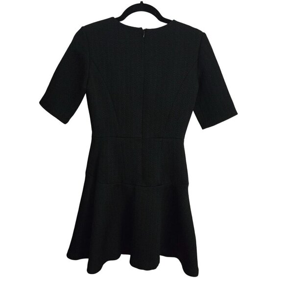 Club Monaco Black Textured Fit N Flare Short Sleeve Dress Size 2 - Picture 3 of 7